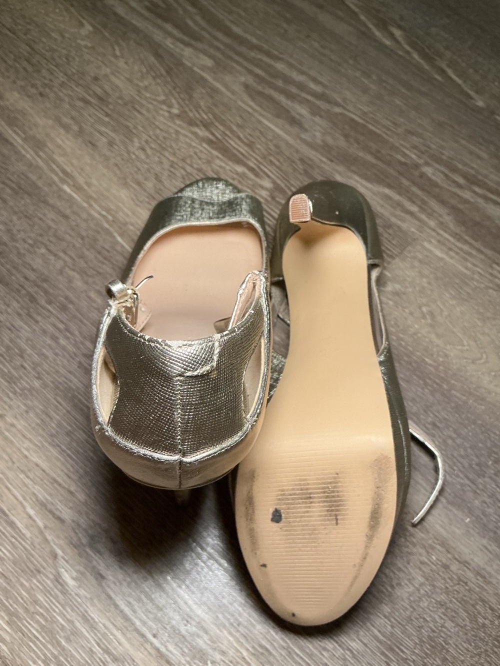Nine West Gold Peep-Toe Mary Jane Heels - Picture 7 of 14